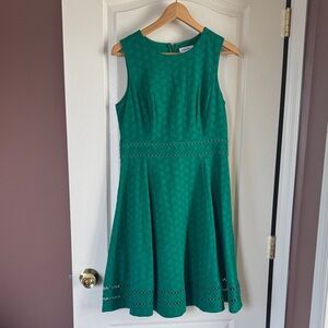 Calvin Klein Teal Eyelet Sleeveless Fit-and-Flare Dress
